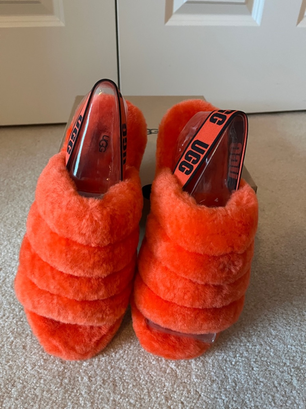 UGG Orange Fluff Slide Shearling Slip-On Women's Slippers - Picture 3 of 3
